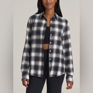 Timberland Black White & Pale Pink Plaid Shirt Size L/XL